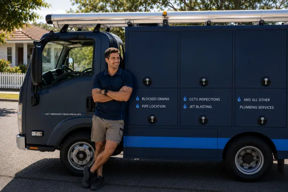 Our plumber with the service van on a Strathfield job