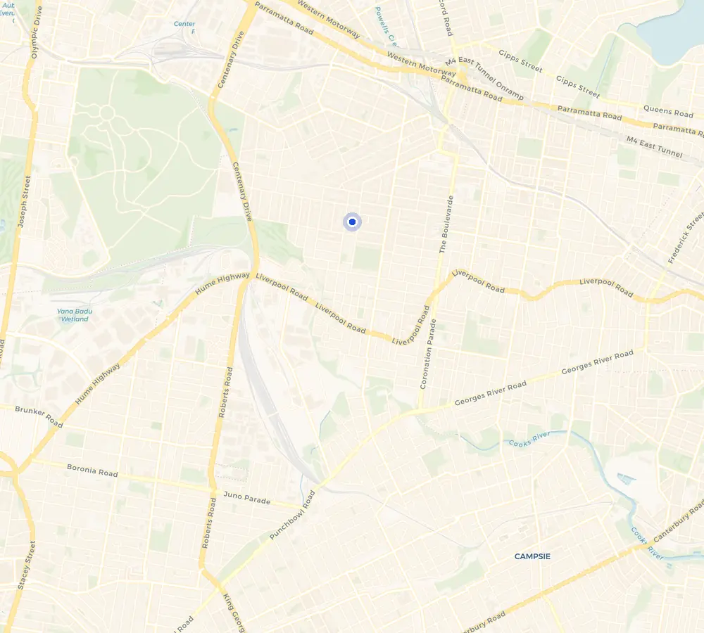 Map of the Strathfield service area and the surrounding Inner West, showing Strathfield and the nearby streets we cover.